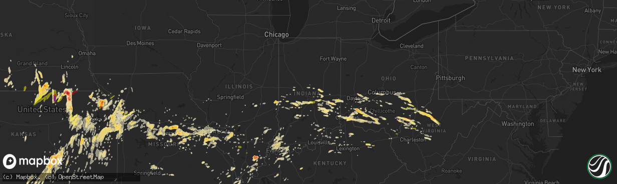 Hail map in Indiana on April 26, 2016