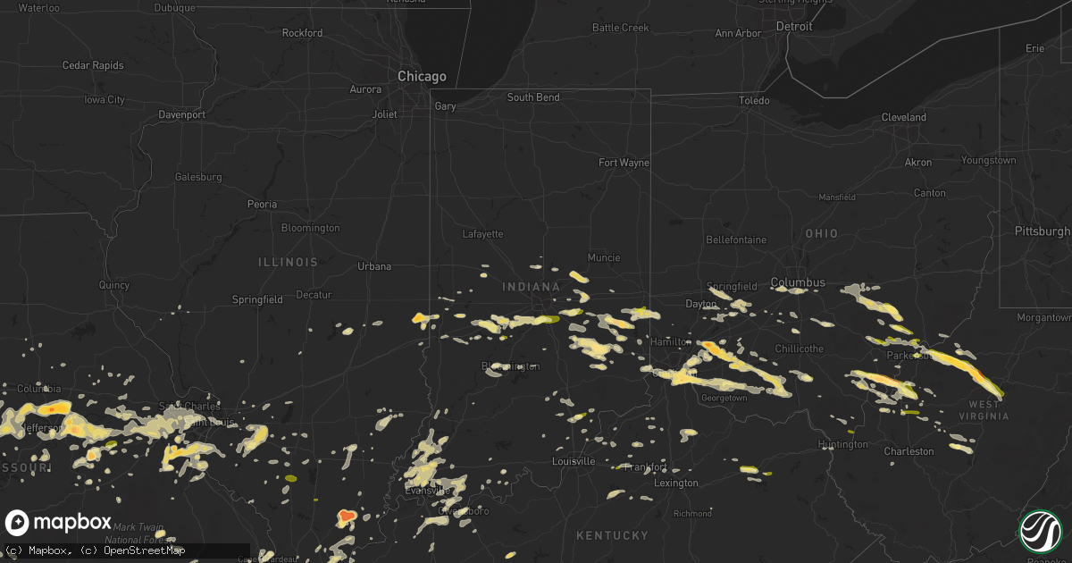 Hail map in Indiana on April 26, 2016