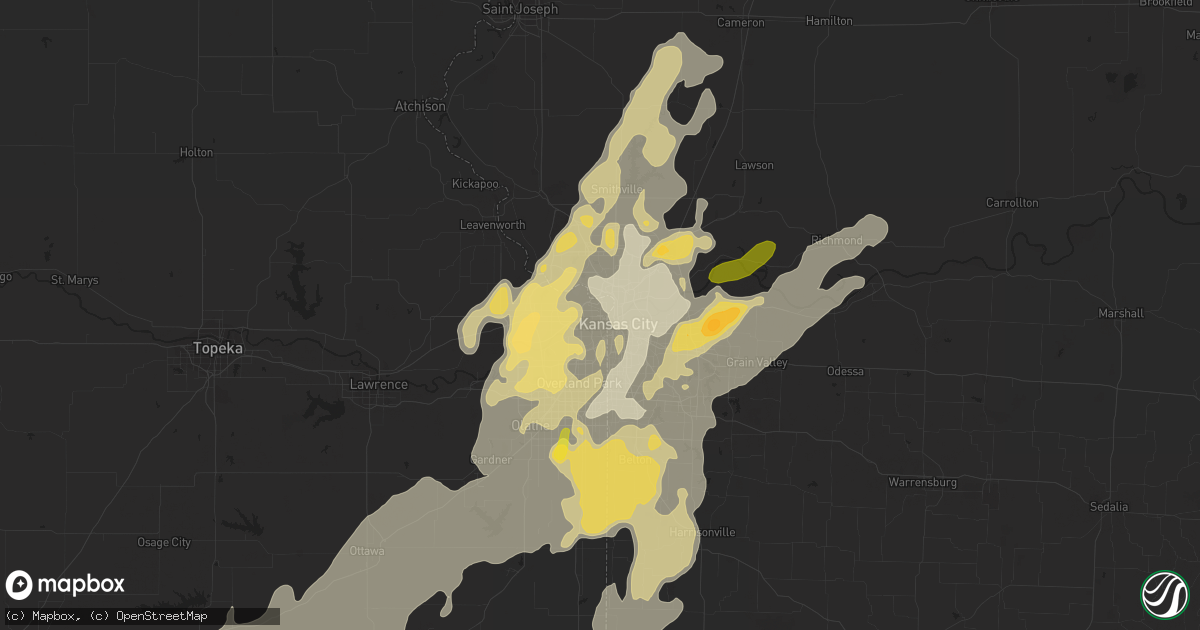Hail map in Kansas City, KS on April 26, 2016
