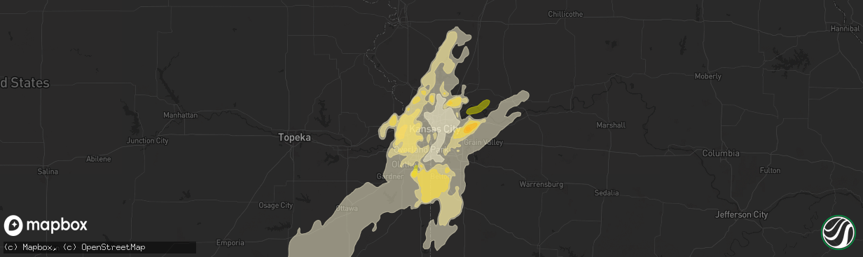 Hail map in Kansas City, MO on April 26, 2016