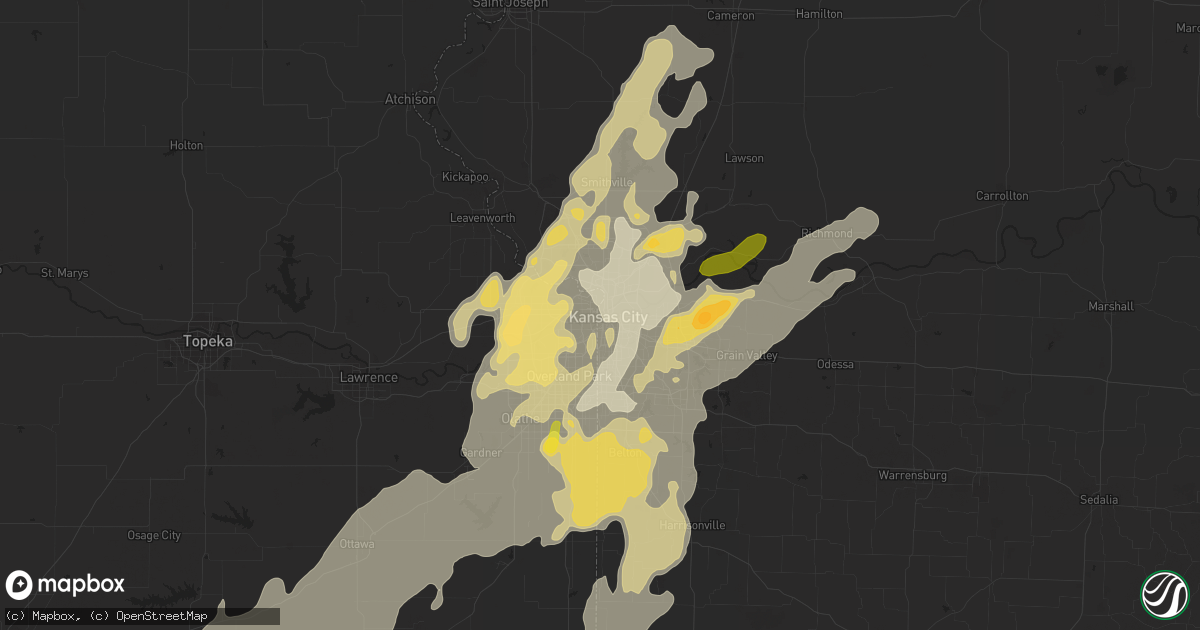 Hail map in Kansas City, MO on April 26, 2016