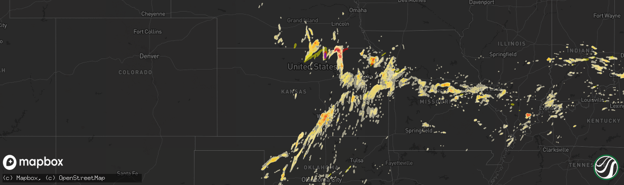 Hail map in Kansas on April 26, 2016