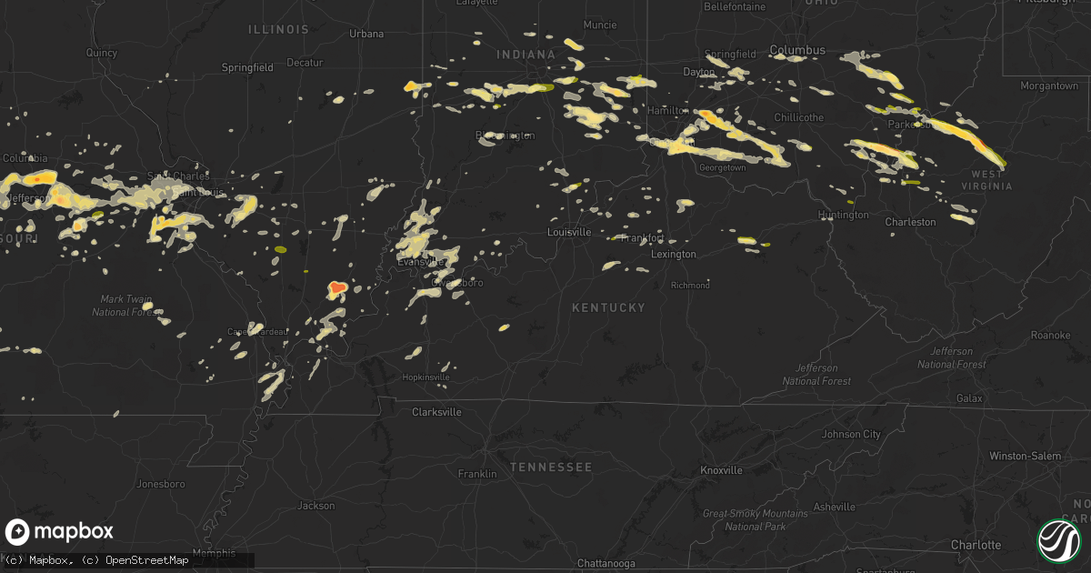 Hail map in Kentucky on April 26, 2016