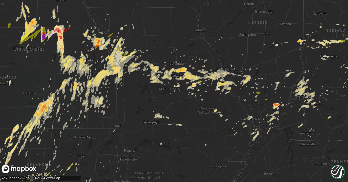 Hail map in Missouri on April 26, 2016