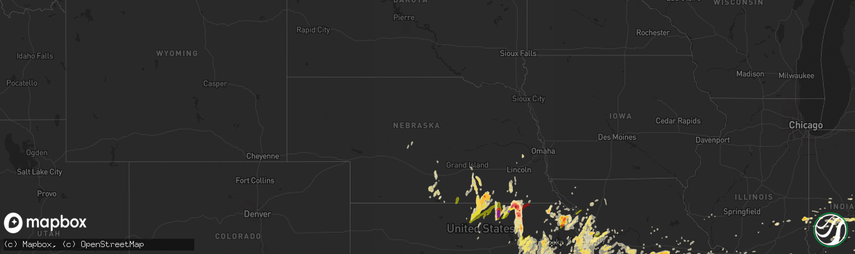 Hail map in Nebraska on April 26, 2016