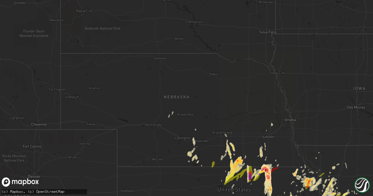 Hail map in Nebraska on April 26, 2016