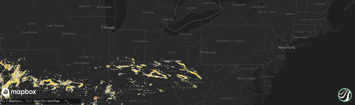 Hail map in Ohio on April 26, 2016