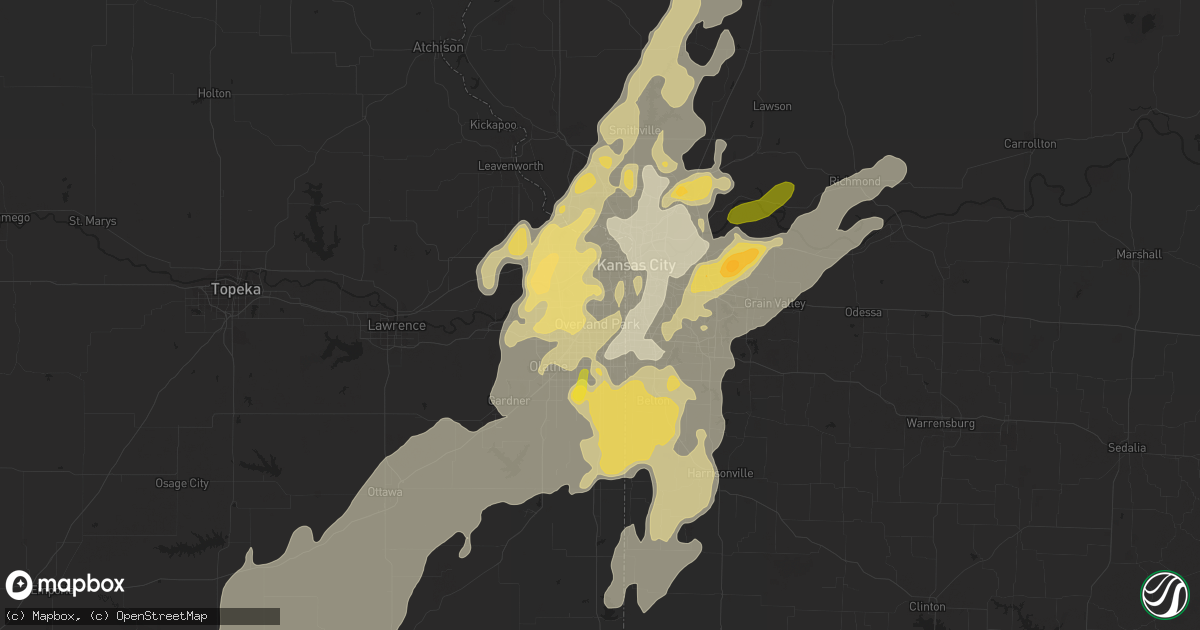 Hail map in Overland Park, KS on April 26, 2016