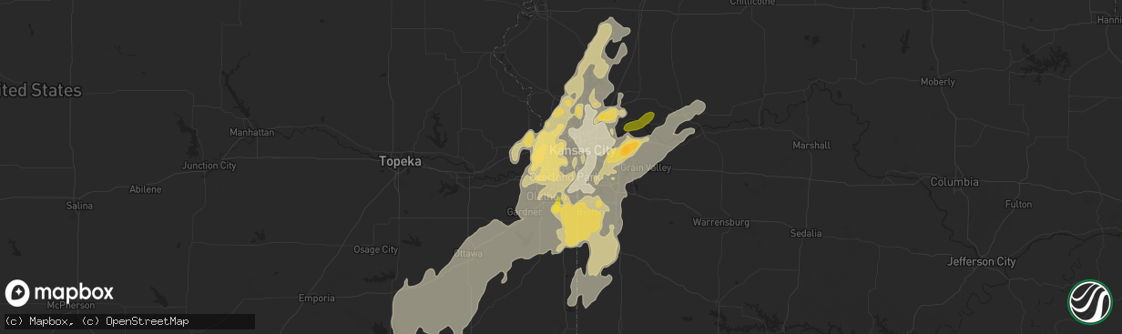 Hail map in Shawnee, KS on April 26, 2016