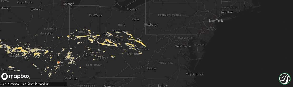 Hail map in West Virginia on April 26, 2016