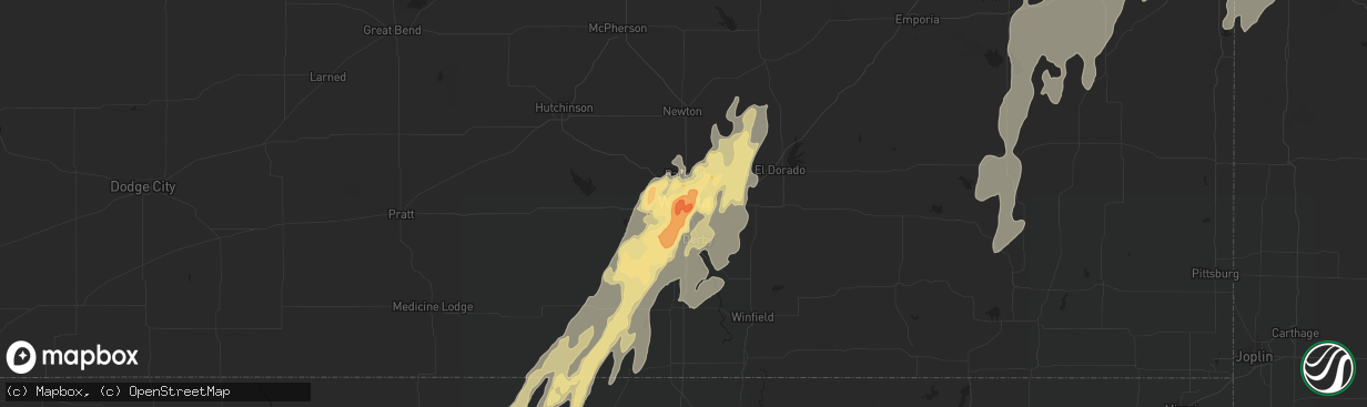 Hail map in Wichita, KS on April 26, 2016