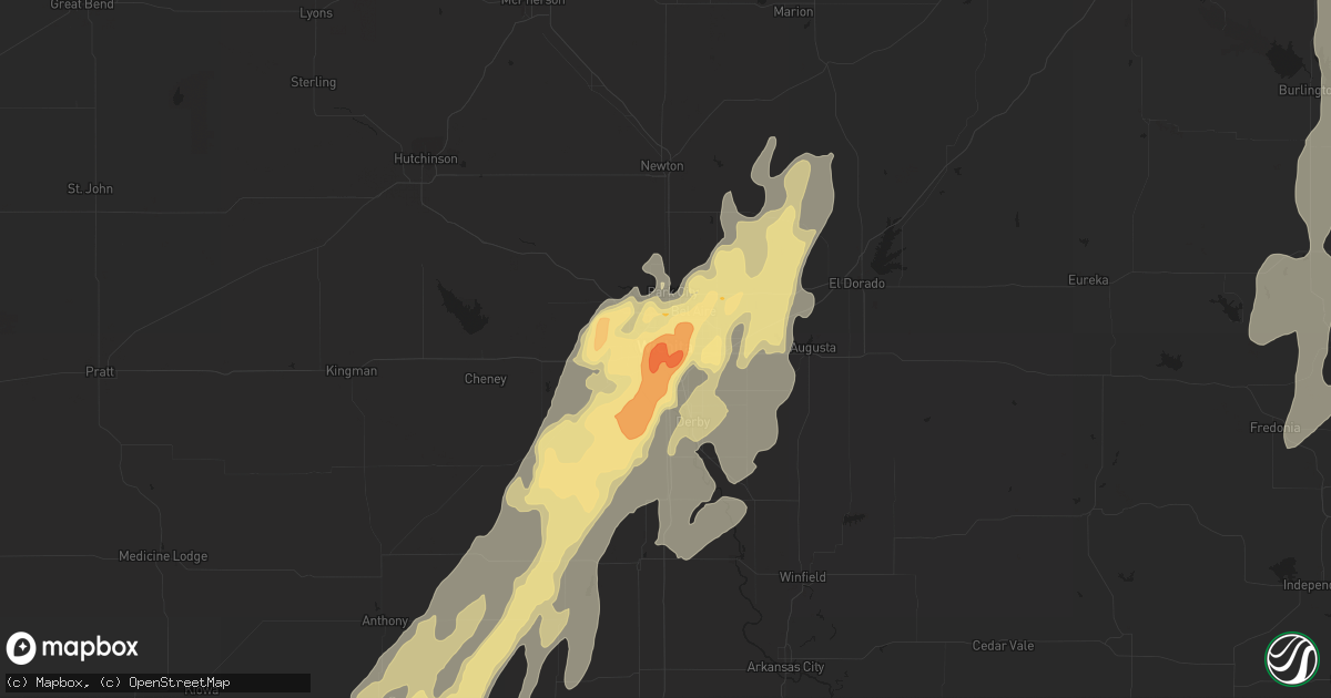 Hail map in Wichita, KS on April 26, 2016
