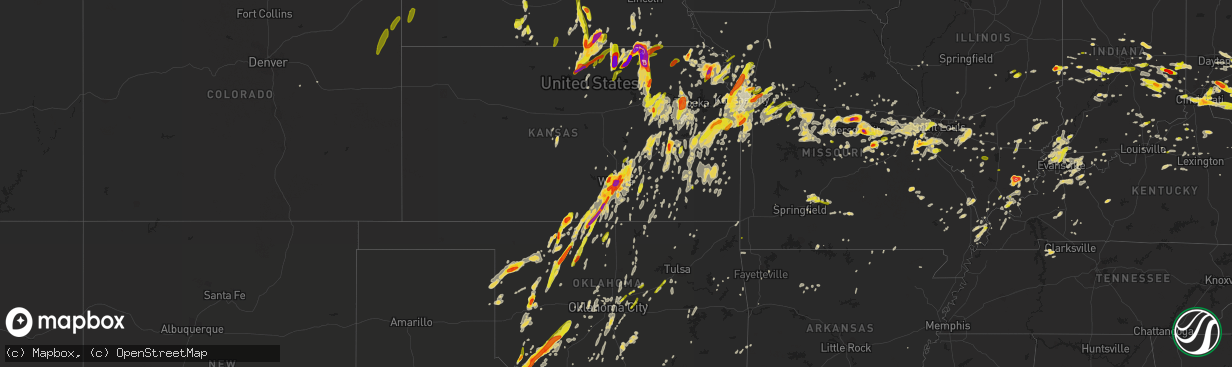 Hail map on April 26, 2016