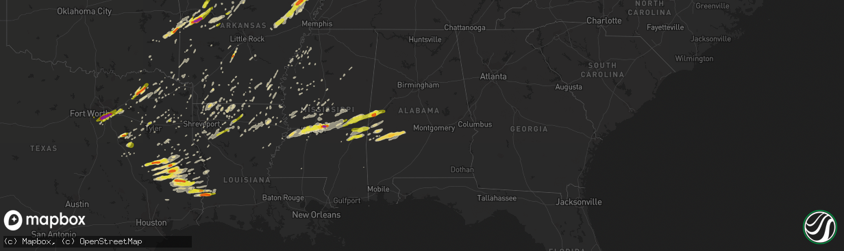 Hail map in Alabama on April 26, 2017