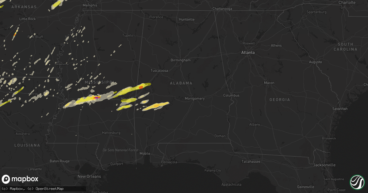 Hail map in Alabama on April 26, 2017