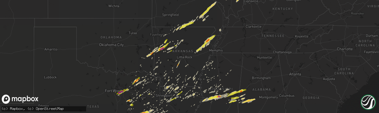 Hail map in Arkansas on April 26, 2017