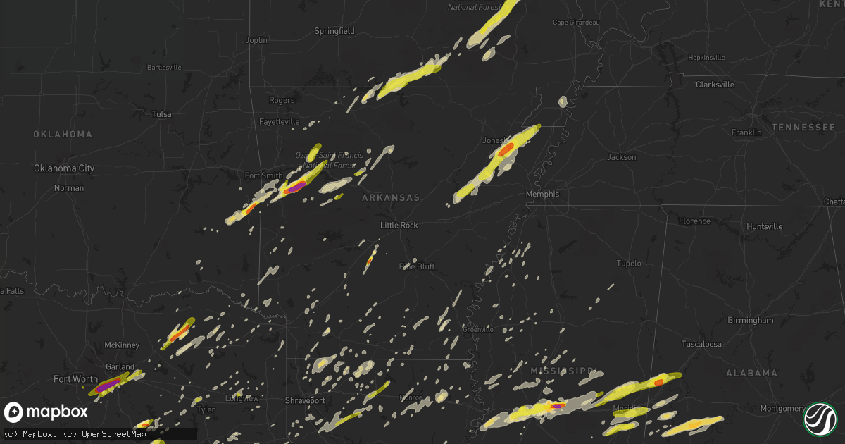 Hail map in Arkansas on April 26, 2017
