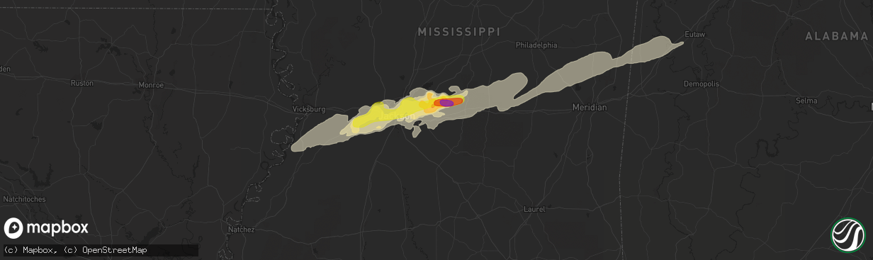 Hail map in Brandon, MS on April 26, 2017