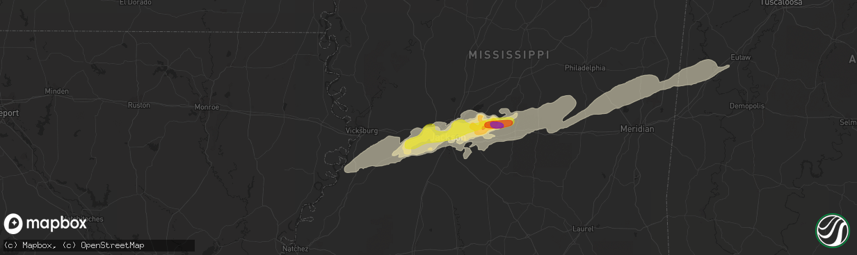 Hail map in Clinton, MS on April 26, 2017