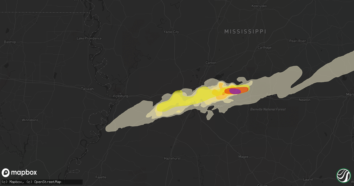 Hail map in Clinton, MS on April 26, 2017