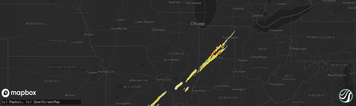 Hail map in Illinois on April 26, 2017