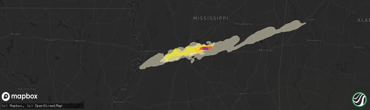 Hail map in Jackson, MS on April 26, 2017