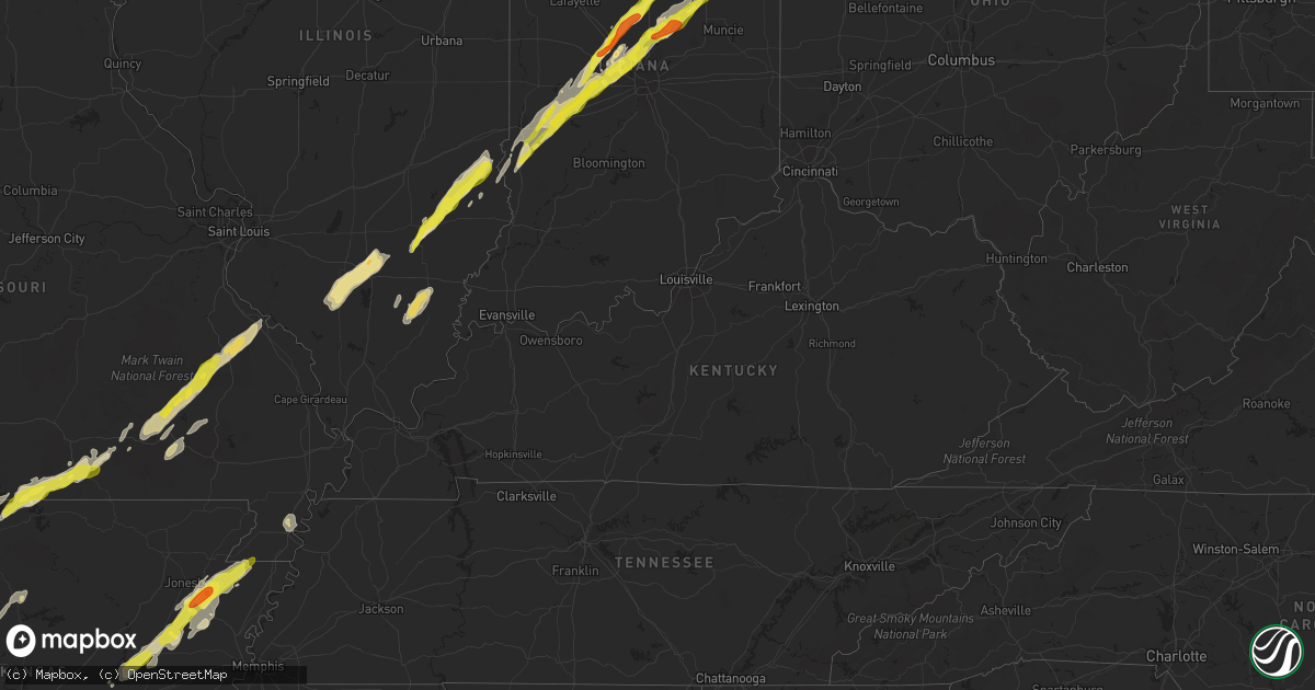 Hail map in Kentucky on April 26, 2017