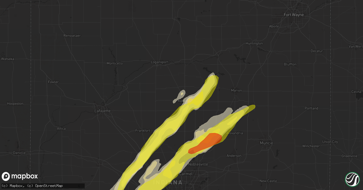 Hail map in Kokomo, IN on April 26, 2017