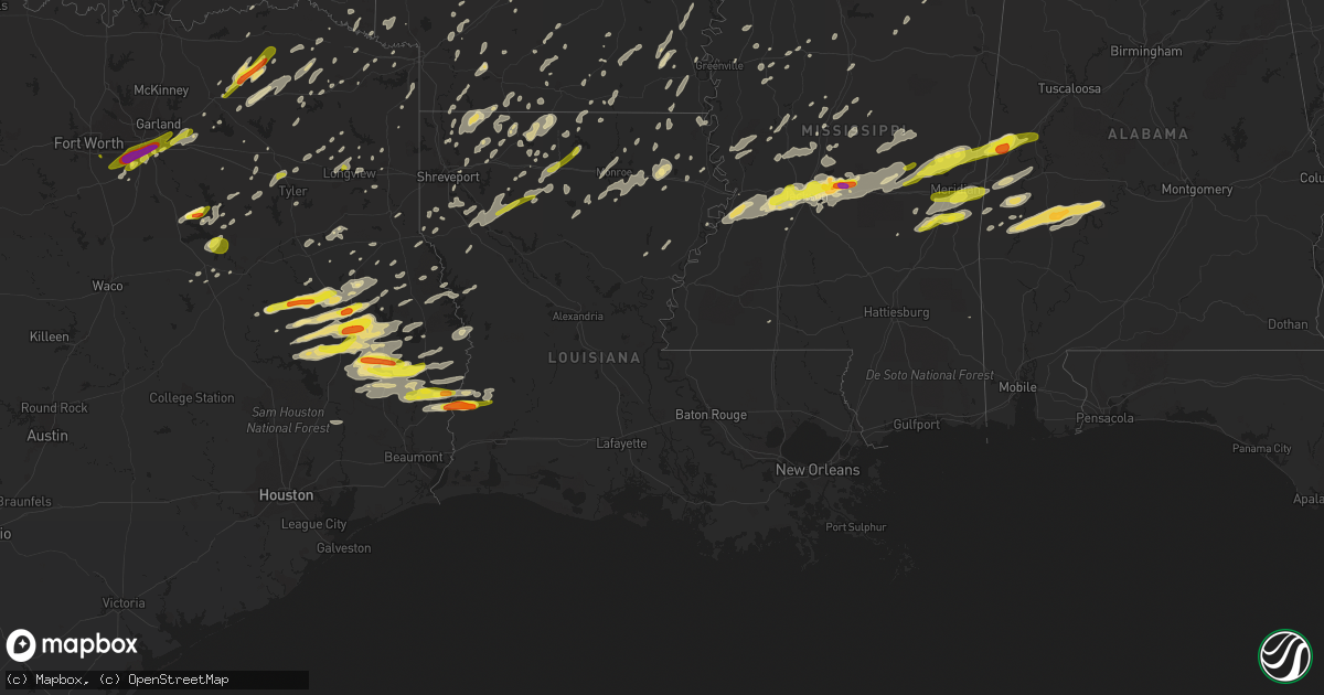 Hail map in Louisiana on April 26, 2017