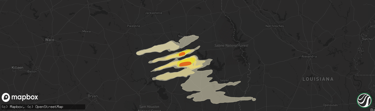 Hail map in Lufkin, TX on April 26, 2017