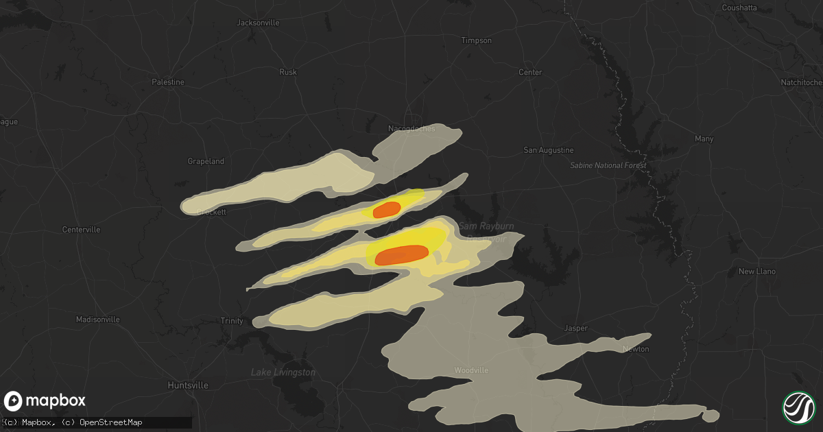 Hail map in Lufkin, TX on April 26, 2017
