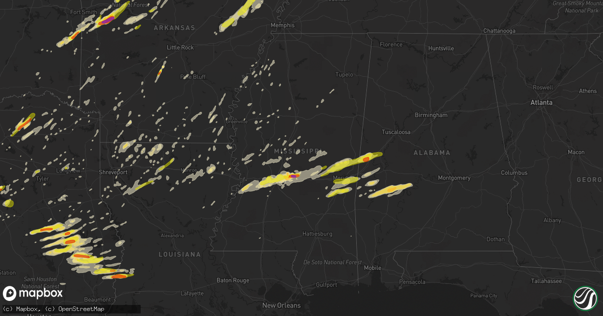 Hail map in Mississippi on April 26, 2017