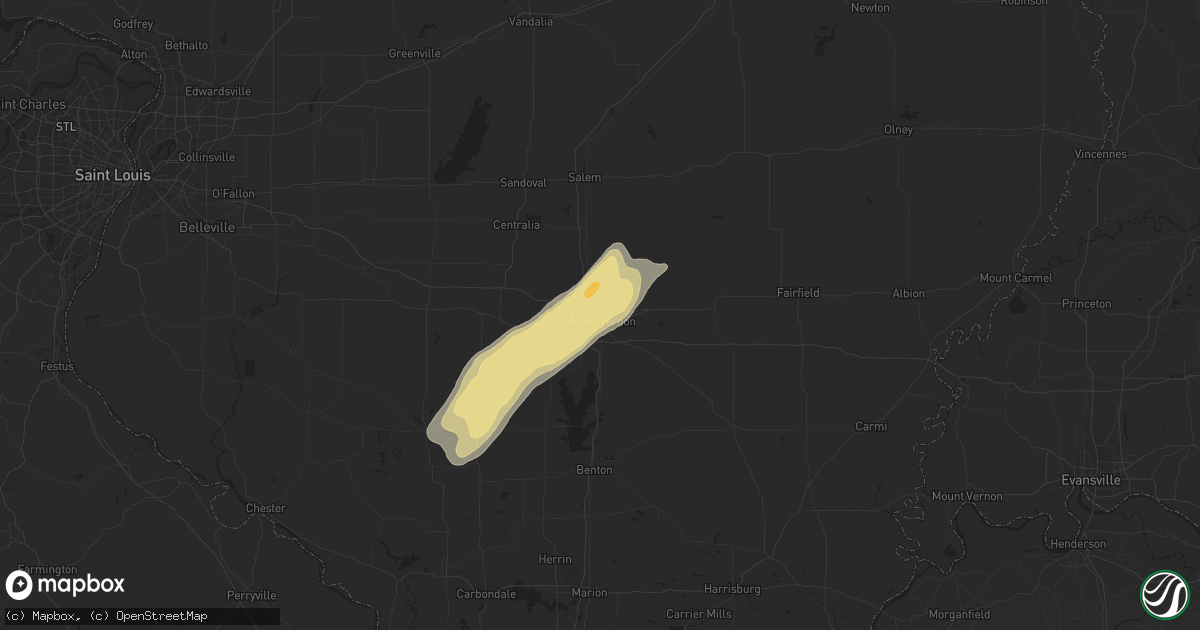 Hail map in Mount Vernon, IL on April 26, 2017