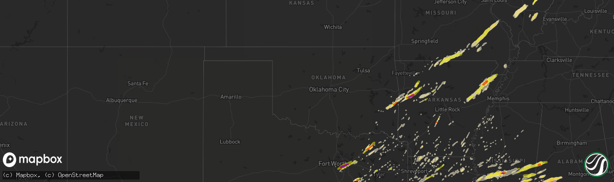 Hail map in Oklahoma on April 26, 2017