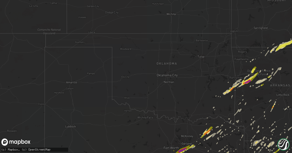 Hail map in Oklahoma on April 26, 2017