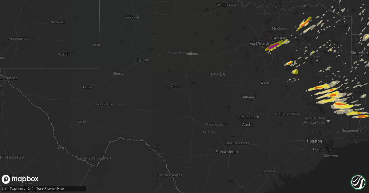 Hail map in Texas on April 26, 2017