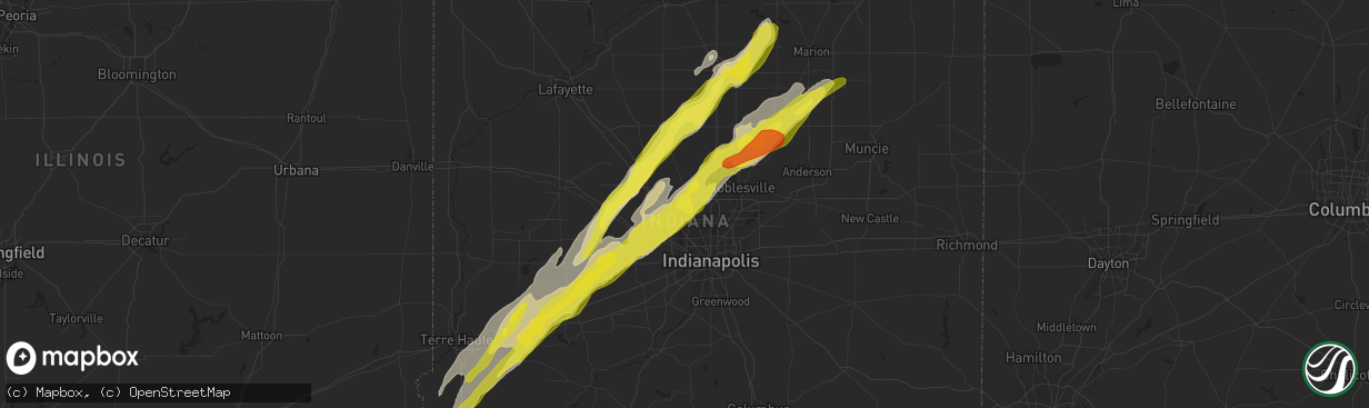 Hail map in Zionsville, IN on April 26, 2017