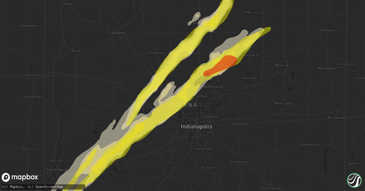 Hail map in Zionsville, IN on April 26, 2017