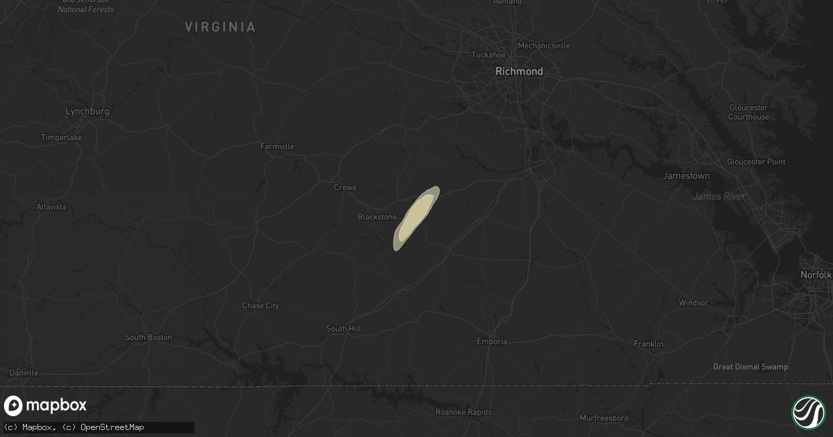 Hail map in Blackstone, VA on April 26, 2018