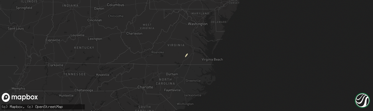 Hail map in Virginia on April 26, 2018