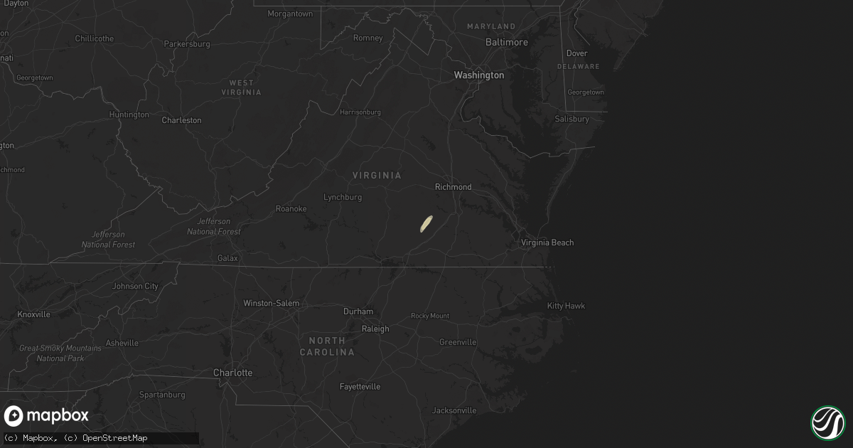 Hail map in Virginia on April 26, 2018