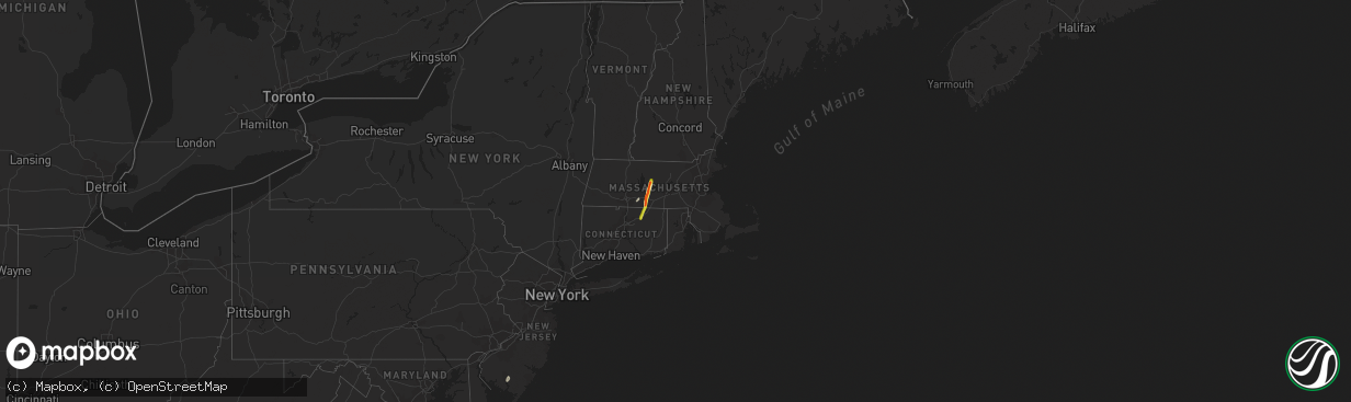 Hail map in Connecticut on April 26, 2019