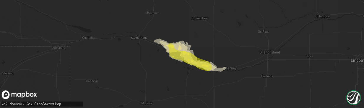 Hail map in Cozad, NE on April 26, 2019