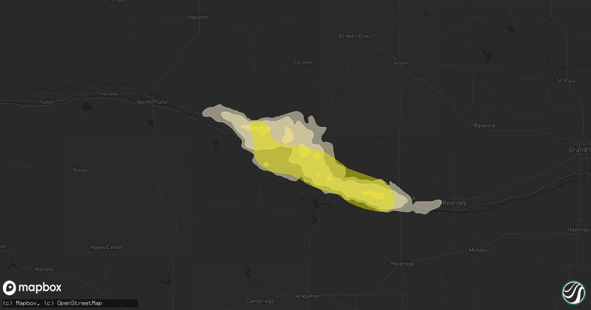 Hail map in Cozad, NE on April 26, 2019