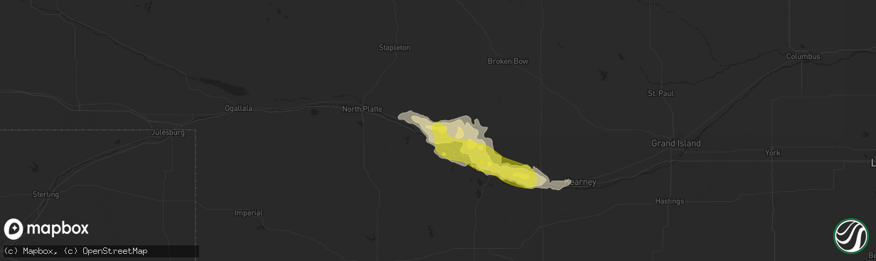 Hail map in Gothenburg, NE on April 26, 2019