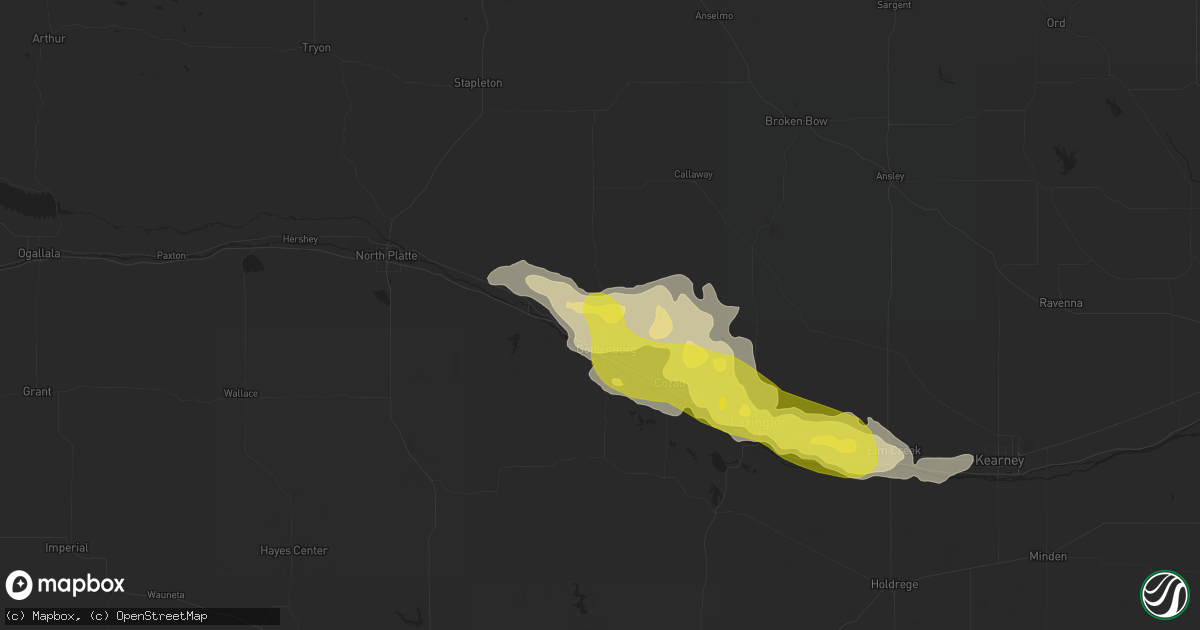 Hail map in Gothenburg, NE on April 26, 2019
