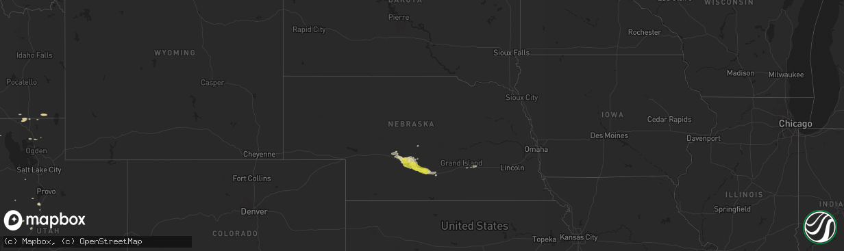 Hail map in Nebraska on April 26, 2019