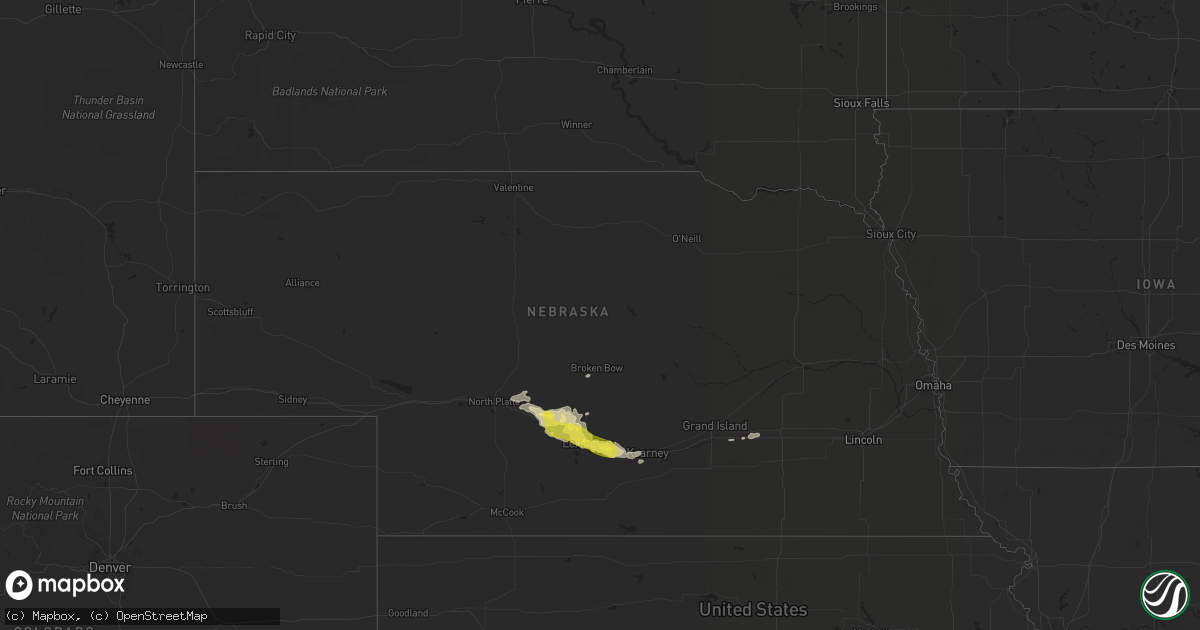 Hail map in Nebraska on April 26, 2019