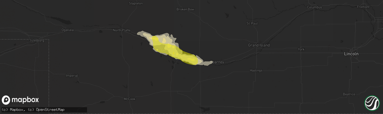 Hail map in Overton, NE on April 26, 2019