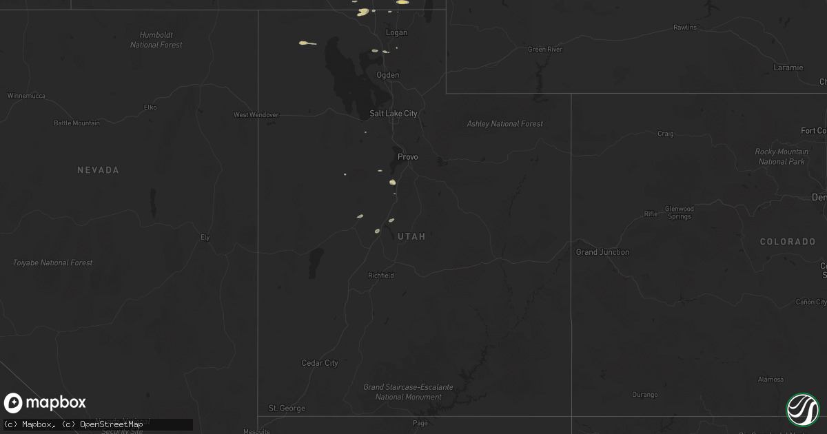 Hail map in Utah on April 26, 2019